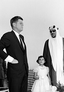 A young Princess Dalal with her father and John F. Kennedy