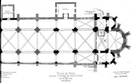 The plan of the Church in 1898, with the transept still unfinished.