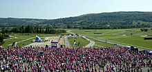 Race For Life 2011, on the grounds of the Cheltenham Race Course. Race4life cheltenham.jpg