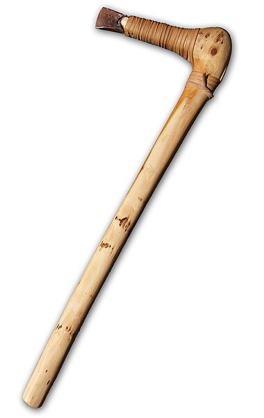 A reconstruction of Ötzi's axe, which used pitch as an adhesive