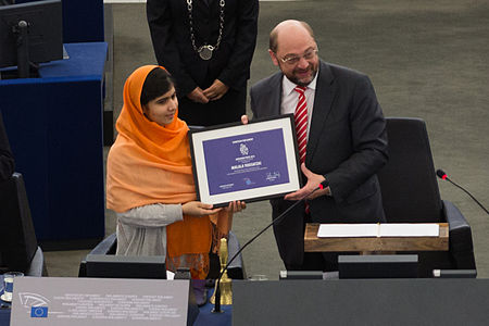 Remise du prix Sakharov à Malala Yousafzai le 20 novembre 2013.