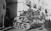 Riding on a Sherman from The Scots Greys in Torre Annunziata, on the road to Naples