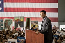 Campaign co-chair Ro Khanna speaks at a rally for Sanders in San Jose, California Ro Khanna - Bernie Sanders rally - 1.jpg