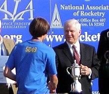 Defense Secretary Robert Gates shaking hands with a 2007 participant Robert Gates TARC.jpg