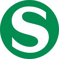 Bílé písmeno S v zeleném kruhu - logo systému S-Bahn