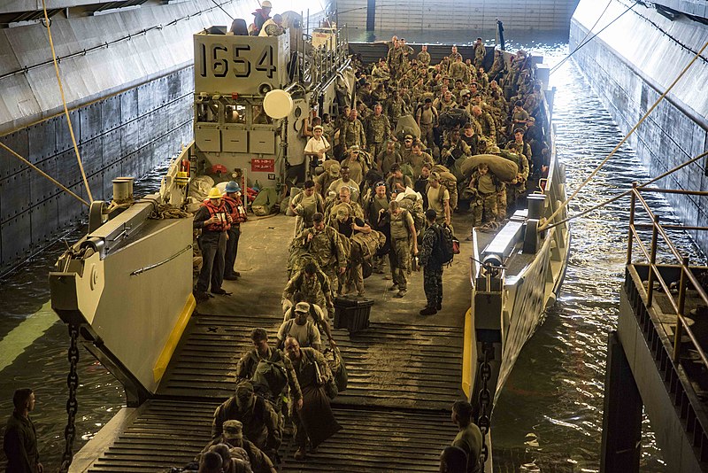 File:Sailors process service members evacuated from St. Thomas (36905932220).jpg