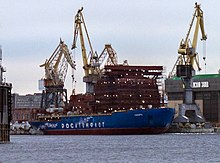 Sibir under construction at Baltic Shipyard, December 2018 Sibir (Project 22220 nuclear-powered icebreaker) in December 2018. Baltic Shipyard, St. Petersburg.jpg