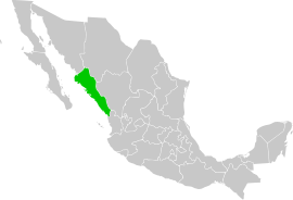 Sinaloa elhelyezkedése Mexikón belül