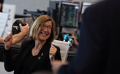 Kathy Lueders after SpaceX Demo-2 Hatch Opening to the ISS SpaceX Demo-2 Hatch Opening (NHQ202005310018).jpg