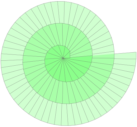 Colored extended spiral of Theodorus with 110 triangles
