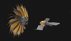 Proposed architecture: starshade with space observatory Starshade Artist's Concept 2 PIA20911.jpg