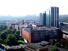 A view of Stary Browar, Poznań Financial Centre, and Andersia Tower from the Collegium Altum of the University of Economics