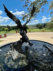 Statue of the Archangel Michael at the front of the school looking out to the Balgowan valley. Statue of the Archangel Michael.jpg