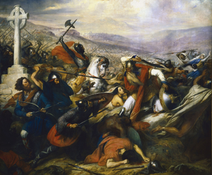 Charles Martel is primarily famous for his victory at the Battle of Tours, his stopping the Umayyad invasions of Europe during the Muslim Expansion Era, and his laying the foundation for the Carolingian Empire.