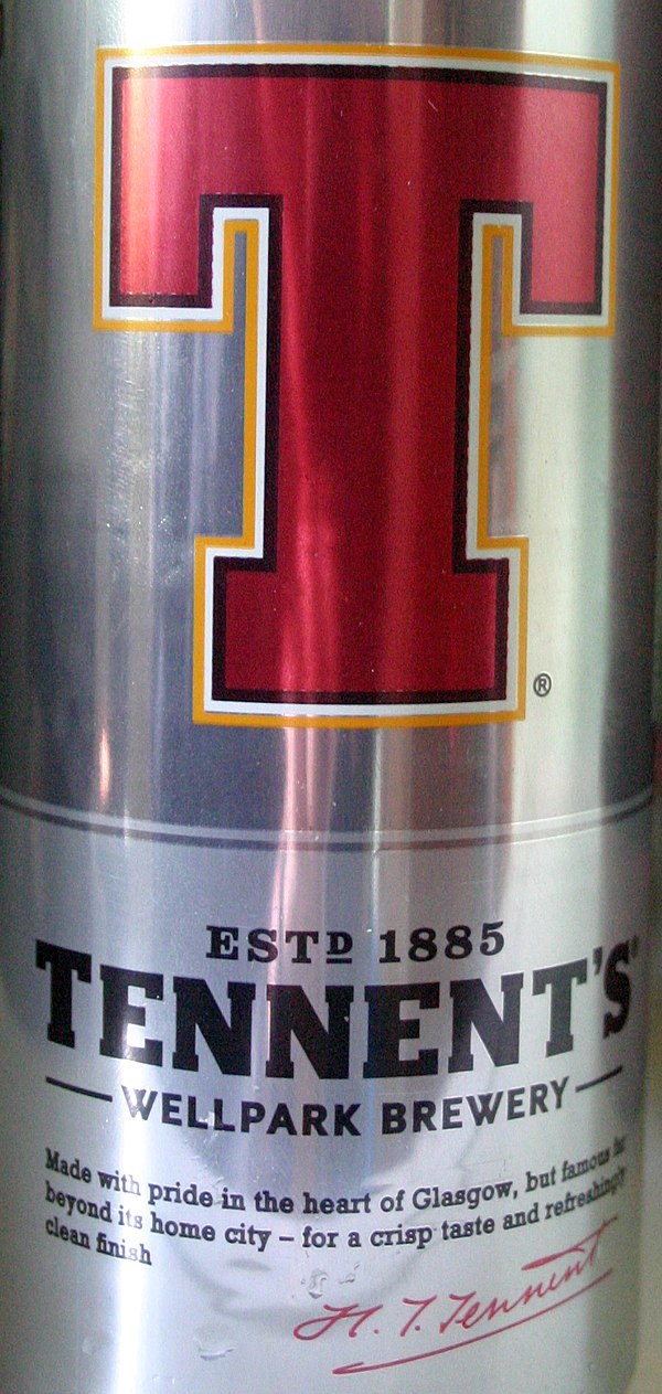 A can of Tennent's 4% abv lager