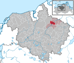 Tessins läge i Mecklenburg-Vorpommern