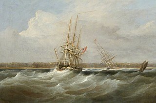 The opium clipper Sylph salvaged by the sloop Clive, 1835