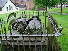 Effigies of William II Crompton (d.1603) of Stone, whose father purchased Stone Priory at the Dissolution, and his wife Jane Aston, churchyard of St Michael and St Wulfad, Stone The tomb of Sir Thomas Crompton and his wife - geograph.org.uk - 962499.jpg