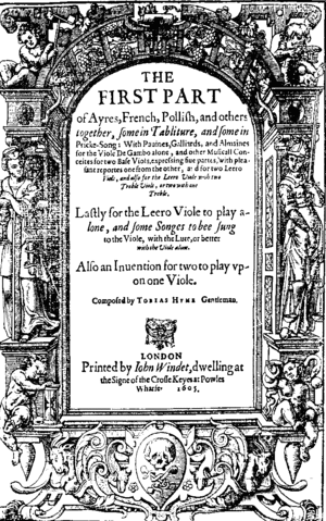 English: Title page of English composer Tobias...