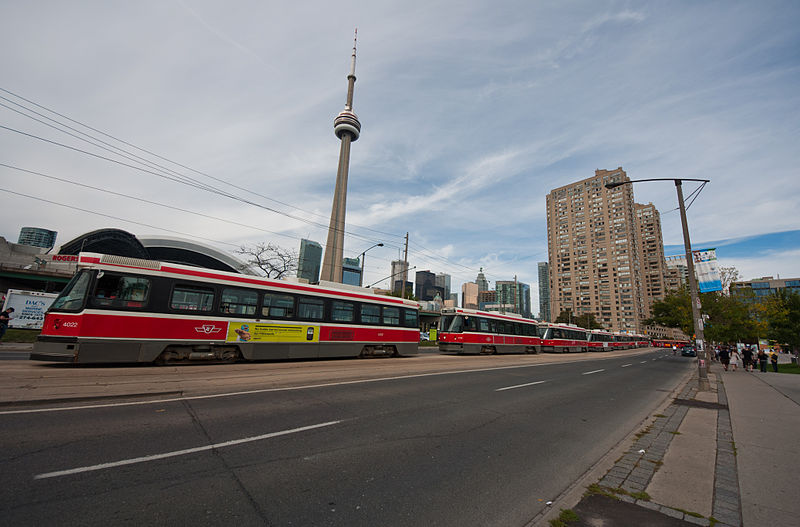 File:Toronto streetcars and the CN Tower.jpg