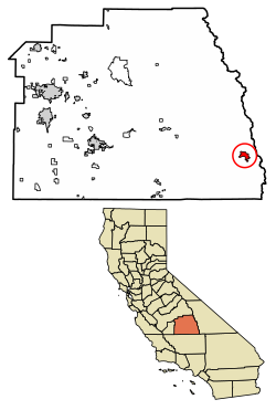 Kennedy Meadows okulunun Tulare County, Kaliforniya'daki konumu.