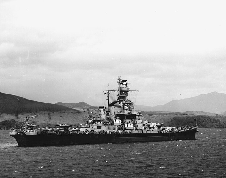 File:USS Indiana (BB-58) In a South Pacific harbor.jpg