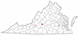 Lyncbhurgs läge på en karta över Virginia.