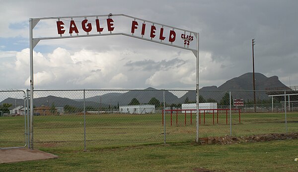 The old Eagle Field, before the 2014 construction of the new stadium, with Threemile Peak in the background