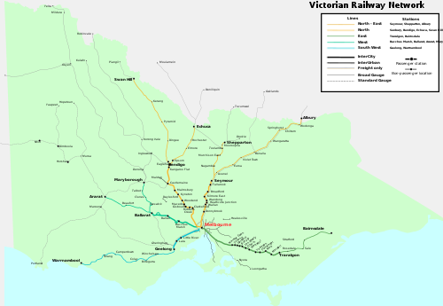 Victorian railway network map circa 2014