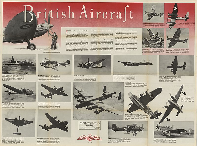 File:WW2 British Aircraft Poster Chart Newsmap Vol 1 No 50 1943-04-05 US Government National Archives NARA Unrestricted Public domain 26-nm-1-50 002.jpg