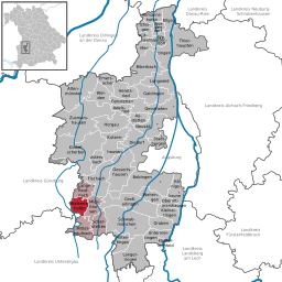 Läget för Walkertshofen i Landkreis Augsburg