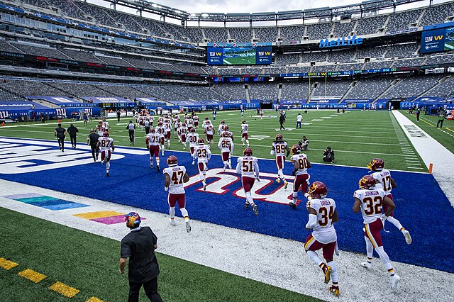 NFL game between the New York Giants and Washington Football Team at MetLife Stadium without fans in October 2020