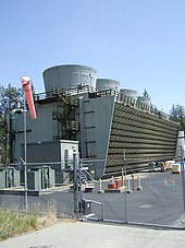 Geothermal plant at The Geysers, California, US West Ford Flat Geothermal Cooling Tower.JPG