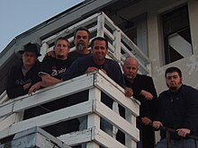 The cast of "The Haunted Wolfe Manor Live" a weekly web show that was broadcast from the mansion in 2008 and 2009. Wolfe Manor (Web Show Crew).JPG