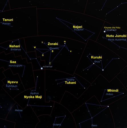 Zoraki (kundinyota)Kundinyota Zoraki (Phoenix) ([CC BY-SA 4.0] ©  2004-2016 Fabien Chereau et al.  Stellarium)