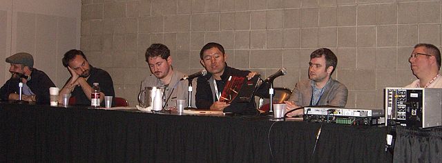 A panel of non-founding Image creators at the 2010 New York Comic Con (l–r): Tomm Coker, Tim Seeley, Ben McCool, James Zhang, Nick Spencer and Ron Mar