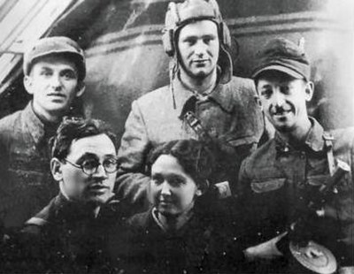 A Belarusian Jewish partisan squad: the Chkalov Brigade, Belarus, 1943.