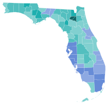 Democratic Primary Runoff by county
.mw-parser-output .legend{page-break-inside:avoid;break-inside:avoid-column}.mw-parser-output .legend-color{display:inline-block;min-width:1.25em;height:1.25em;line-height:1.25;margin:1px 0;text-align:center;border:1px solid black;background-color:transparent;color:black}.mw-parser-output .legend-text{}
Collins
50-60%
60-70%
Johns
50-60%
60-70%
70-80%
>90% 1956 Florida Gubernatorial Democratic Primary Runoff by county.svg