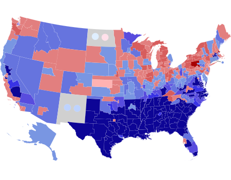 Results shaded according to winners share of the popular vote 1958 House Elections by vote share.svg