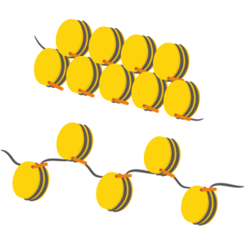 DNA (gray) wraps around proteins known as histones (yellow) in order to form condensed nucleosomes. 201309 histone.png