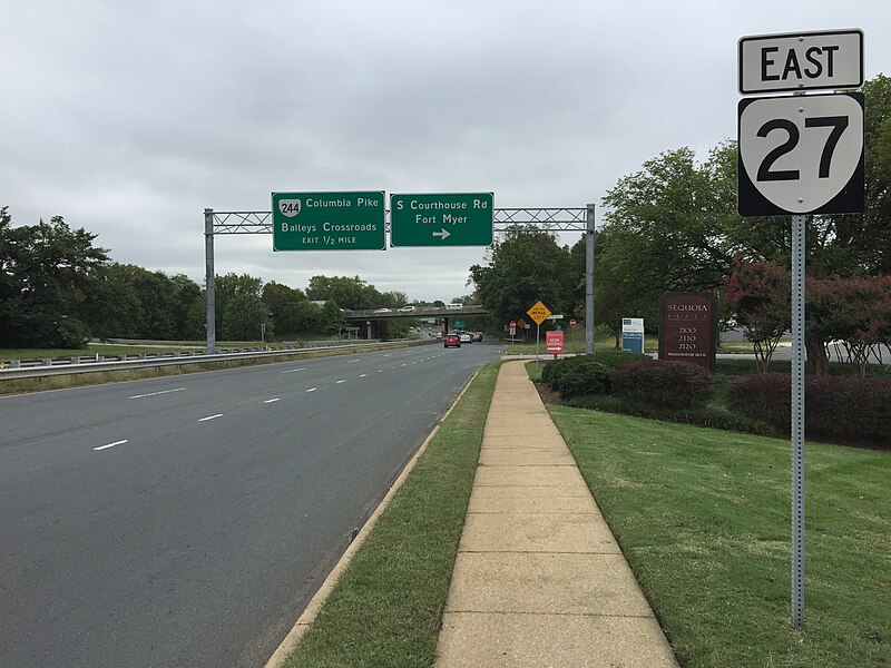 File:2016-10-07 13 25 42 View east along Virginia State Route 27 (Washington Boulevard) between U.S. Route 50 (Arlington Boulevard) and Courthouse Road in Arlington County, Virginia.jpg