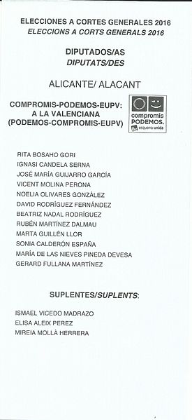 File:2016 Spanish General Elections Ballot - Alicante - Compromis-Podemos-EUPV - a la Valenciana (PODEMOS-COMPROMIS-EUPV).jpg