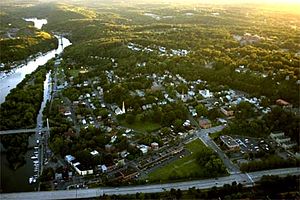 Rondout at Kingston (formerly Rondout, New York) seen from the west just before it intersects the Hudson River in 2005.