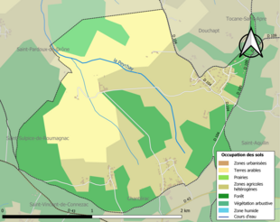 Kolorowa mapa przedstawiająca użytkowanie gruntów.