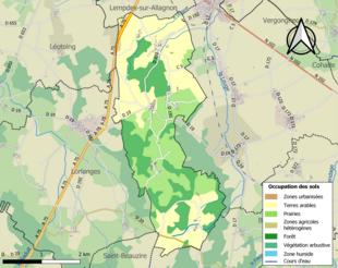 Barevná mapa znázorňující využití půdy.