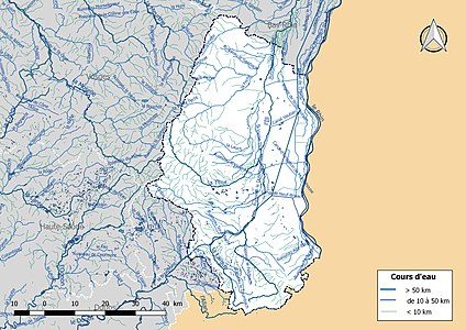 Carte de l'ensemble du réseau hydrographique du Haut-Rhin.