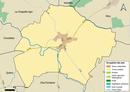 Carte des infrastructures et de l'occupation des sols en 2018 (CLC) de la commune.