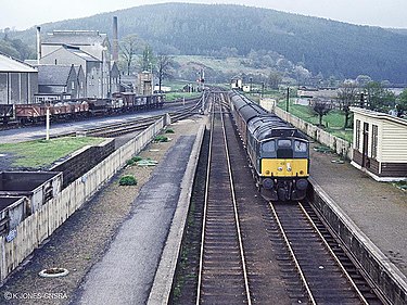 Rothes station in 1968 A class 24 arrives at Rothes.jpg