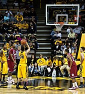 Fuller (shooting) with Iowa in February 2010 Aaron Fuller FT for Iowa.jpg