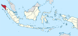 Map indicating the location of Aceh in Indonesia